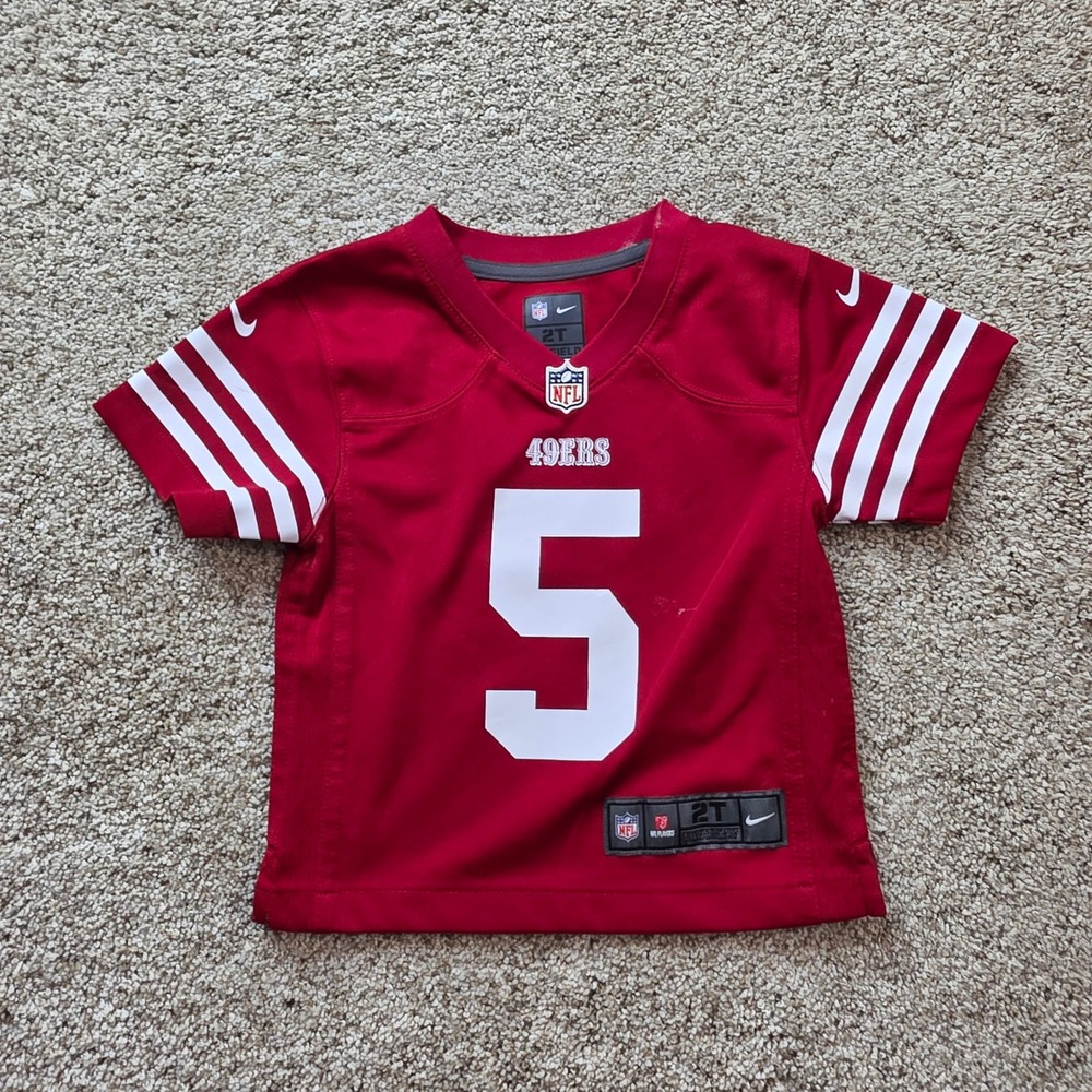 Nike San Francisco 49ers Trey Lance Jersey Kids 2T Red White NFL Football Boys